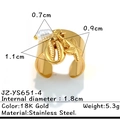 Adjustable stainless steel ring in 18K gold with starfish shell and pearl charms - Starfish Shell Pearl Gold (JZ-YS651-4)