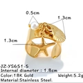 18K gold stainless steel open ring with starfish, shell, and pearl charms for women - Starfish Shell Pendant Gold (JZ-YS651-5)