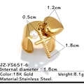 18K gold plated stainless steel wide ring with pearl, heart, and cross charms - Heart Cross Pearl Gold (JZ-YS651-6)