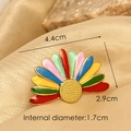 Regenbogen-Emaille-Ring aus vergoldetem Titanstahl mit buntem Fächermuster - Bunter Fächer Floral Stil (JZ-YS405)