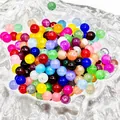 Colorful translucent chalcedony glass round beads with holes for DIY jewelry making - 4mm / Random Mixed Colors