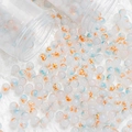 Macro detail of 8mm translucent ink-wash glass beads for DIY jewelry making and crafts - Ink Wash Gold Foil Style (A202) / 8mm / Ice Translucent Orange-Blue