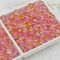 Gros plan sur des perles de verre dégradé rose et orange de 6 à 10mm pour bijoux DIY - Style Jaune-Rose (A42) / 8mm (Moyen)