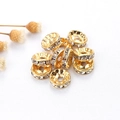Golden rondelle spacer beads with crystal rhinestones for DIY jewelry and bracelet making - Gold Rhinestone Rondelle (P7)