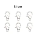 Set di sei moschettoni argentati da 10mm per la creazione di gioielli fai-da-te - Chiusura a Moschettone 10MM (P19#) / 50 pezzi per confezione / Argento