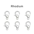 Set dettagliato di sei chiusure a moschettone rodiate per creazione gioielli e DIY - Chiusura a Moschettone 10MM (P19#) / 50 pezzi per confezione / K bianco