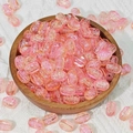 Macro detail of rectangle pink glass beads with ice crackle texture for DIY jewelry - Kou Color (K38)