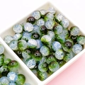 Macro detail of 8-10mm ice crackle glass beads in green and blue for DIY jewelry making - Opal Green Crackle (10mm-M9#)