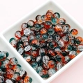 Macro shot of colorful crackle glass beads in a white bowl for DIY jewelry making - Christmas Crackle 2# (B38#)