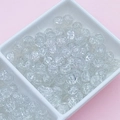 Macro detail of white crackle glass beads for DIY jewelry making in a white tray - Crackled White (8mm-B19#)