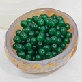 Macro view of dark green translucent agate beads in a natural stone bowl for DIY jewelry - 8mm (1.6mm Hole) / Emerald Green