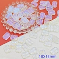 13x18mm iridescent glazed glass flower bead with rectangle shape and aurora finish - Phantom Color (L102# Relief Tag)