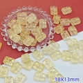 Amber rectangle glazed bead 18x13mm with vintage texture for DIY jewelry making - Golden (L114# Relief Tag)