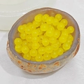 Macro shot of 8mm bright yellow chalcedony round beads in a stone bowl for DIY jewelry - 4mm / Lemon Yellow (E17)
