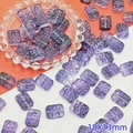 Purple rectangular glass flower bead 13x18mm with vintage embossed pattern for DIY jewelry - Dark Purple (L104# Relief Tag)