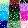 Multi-colored translucent glass round beads set in a storage box for DIY jewelry making - 10mm / Random Mixed Colors