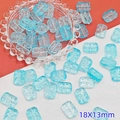 Blue translucent 18x13mm double-hole rectangle glass beads with ice crack texture for DIY - Light Blue (L112# Relief Tag)