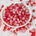 Perles rondes dégradé rouge et blanc de 8mm pour bijoux DIY présentées dans un bol - Rouge (M159#)