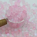 Macro detail of 7mm pink frosted cube glass beads for DIY jewelry making and crafts - 7mm / Light Pink