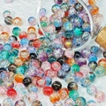 Bunte 8-10mm Eisriss-Glasperlen mit Goldfolie für DIY Schmuckherstellung - 8mm / Mischfarbe (H201)