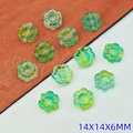 Perles en verre tournesol dégradé bleu-vert, breloques florales de 14mm pour bijoux DIY - Vert Irisé