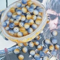 Polished 8mm blue and orange gradient agate beads for DIY jewelry making in stone bowl - Wukong Blue (A27)