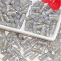 Macro view of gray bamboo-shaped glass beads with gold sand texture for DIY jewelry - J55 Brushed Jade Style Bamboo Gray