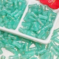 Detail of 12x6mm green frosted bamboo-style glass beads with gold sand texture - J61 Brushed Jade Style Bamboo Cyan