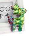 Sequin alpaca keychain featuring vibrant rainbow-colored gradient scales and metal chain - Deer (Multicolor)