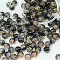 Makroaufnahme von 8-10mm schwarz-goldenen Glasperlen mit Eisriss-Textur für DIY - 8mm / Schwarz Gold (H203)