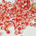 Dettaglio di perle in vetro craquelé rosso e bianco con fili d'oro per gioielli fai-da-te - Rosso Imperiale (H207)