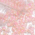 Macro shot of 10mm pink cracked glass beads with ice texture for DIY jewelry making - Silver Wire Crackle Style (H284) / 10mm / Yellow-Pink