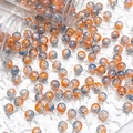 Close-up of 10mm orange and blue crackled glass beads for DIY jewelry making - Silver Wire Crackle Style (H286) / 10mm / Orange Blue