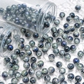 Macro detail of 10mm cracked blue glass beads for DIY jewelry making in clear tube - Silver Wire Crackle Style (H287) / 10mm / Black