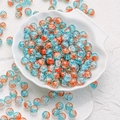 Blue and orange 10mm cracked glass beads for DIY jewelry making in a shell tray - Orange Blue (H2)