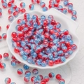 Detailed macro of 10mm red and blue cracked glass beads for DIY jewelry making - Red Blue Two-tone (H19)