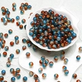 Detailed close-up of 10mm orange and blue crackle glass beads for DIY jewelry making - Orange Blue Style(H126)