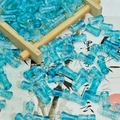 Perles en verre bleu en forme de bambou pour accessoires de cheveux et bracelets - Lavis à l'Encre Bambou Bleu Clair (J228# 6x12mm)