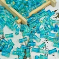 Macro de perles cylindriques 6x12mm bleu-vert avec feuilles d'or pour bijoux artisanaux - Lavis à l'Encre Bambou Bleu Cyan (J229# 6x12mm)