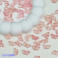 Pink translucent butterfly beads with glitter for DIY jewelry making 15x10mm - 15x10mm / Beige/Cream