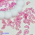 Pink translucent butterfly beads 15x10mm with glitter finish for DIY jewelry making - 15x10mm / Purplish Red