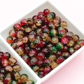 Colorful crackle glass beads in deep red and emerald green for DIY jewelry making - Christmas Crackle 1# (B37#)