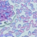 Colgante de gota de vidrio degradado azul y rosa de 8x14mm para hacer bisutería - 8x14x5mm / Morado Azul