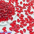 Bulk 8x14mm red glass teardrop beads with vertical stripes for DIY jewelry making - Red