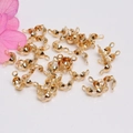 14K gold plated clamshell bead tips for DIY jewelry making with dual connector loops - 4mm Double Loop Bead Tips / KC Gold