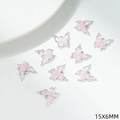 Rosa Perlmutteffekt Schmetterlingsanhänger, silberner Rahmen, 9er-Set, 15x6mm DIY-Zubehör - Irisierender Schmetterling (G60)
