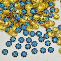 Blue enamel flower bead caps in gold finish for DIY jewelry making and bracelets - 7mm / Dark Blue (P299)