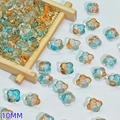 10mm blue and amber gradient clover glass flower beads for DIY jewelry making - Dawn (L346#)