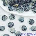 Dunkelblaue Rosenperle aus Glas mit Goldfolie für DIY-Schmuck, Größe 12x14x8mm - Rosen-Stil (L584) / 12x14x8mm / Dunkelblau