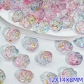 Rosa und blaue Rosenperlen aus Glas mit Goldfolie für DIY-Schmuckherstellung - Rosen-Stil (L590) / 12x14x8mm / Schmetterlingsverlauf